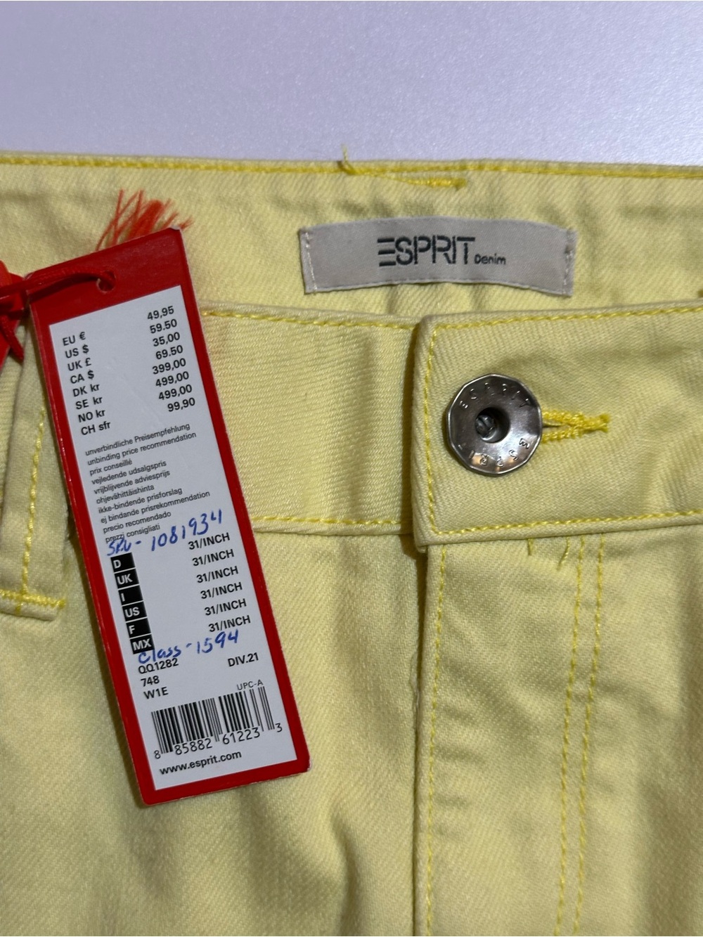 Esprit Yellow Pencil Skirt